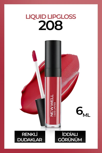 NEW WELL RUJ LİQUİD LİPGLOSS 208 ürün görseli 1