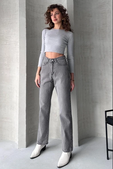 Yüksek Bel Straight Jean - 4751 - Resim 2