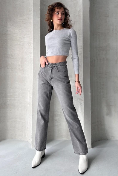 Yüksek Bel Straight Jean - 4751 - Resim 3