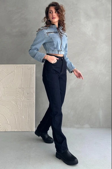 Normal Bel Boru Paça Straight Jean - 6172 - Resim 3