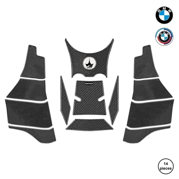 Grippatch BMW GS1300 ADV 2025 ile Uyumlu Kaydırmaz 6D Karbon 14 Parça Tank Pad Seti GC64 ürün görseli 1