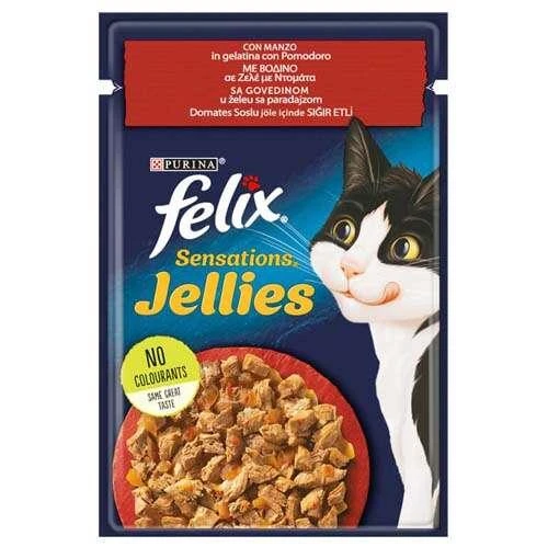 Felix Pouch Sensations Jellies Sığır Etli ve Domatesli Yaş Kedi Maması 85 Gr ürün görseli 1