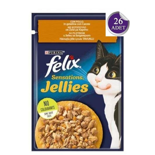 Felix Jellies Tavuklu ve Havuçlu Kedi Yaş Mama 85 Gr x 26 Adet ürün görseli 1