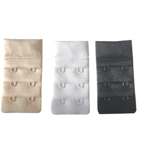 3 lü Sütyen Uzatma Agrafı  3x2 Kancalı  32mm  Siyah - Beyaz - Ten Rengi ürün görseli 1