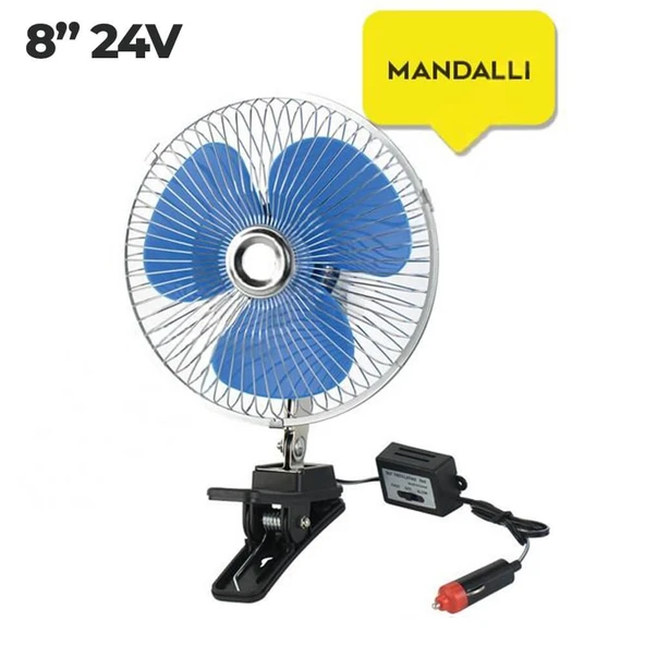 Sentinel Oto Vantilatör 24V 8 İnch Mandallı Çakmak Girişli ürün görseli 1