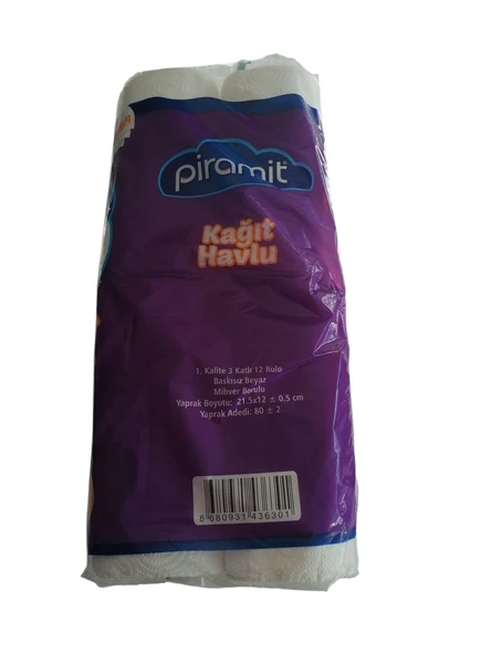 Piramit 3 Katlı 12'li Kağıt Havlu - Resim 2