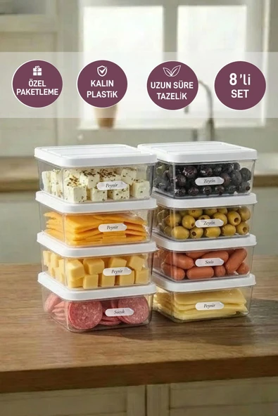 8 Adet 0.5 Lt. Nora Organizer Buzdolabı Buzluk Düzenleyici Saklama Kabı ürün görseli 1