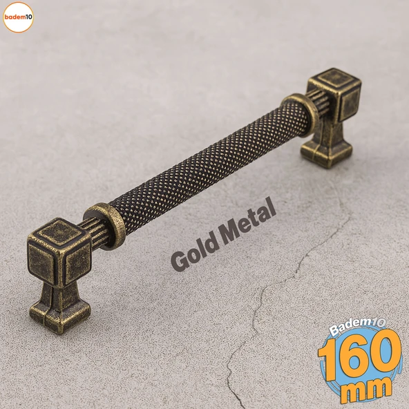 Grip Desenli Antik Sarı Metal Kulp 160 mm Mobilya Çekmece Mutfak Dolabı Dolap Modern Kapak Kulpları ürün görseli 1