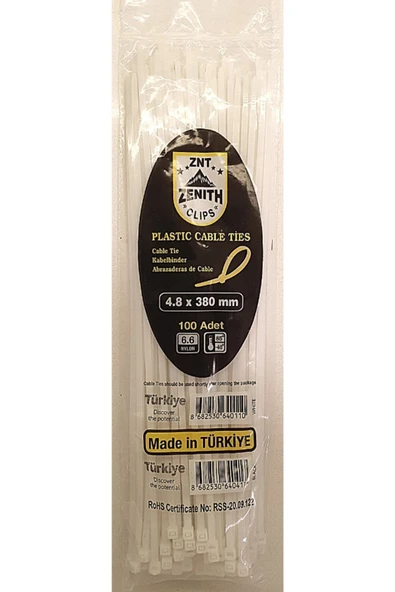 zenıth klips Zenıth Kablo Kelepçesi 4,8x380 1 Paket ( 100 Adet ) ürün görseli 1