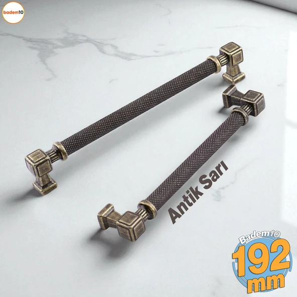 Grip Desenli Antik Sarı Metal Kulp 192 mm Mobilya Çekmece Mutfak Dolabı Dolap Modern Kapak Kulpları ürün görseli 1