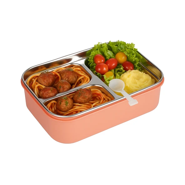 Relaxion Üç Bölmeli, Paslanmaz Çelik, Turuncu Yemek Saklama ve Taşıma Kabı/Kutusu 1000 Ml. (463) ürün görseli 1