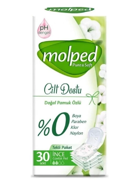Molped Pure & Soft Cilt Dostu İnce 30'lu Tekli Paket Günlük Ped ürün görseli 1
