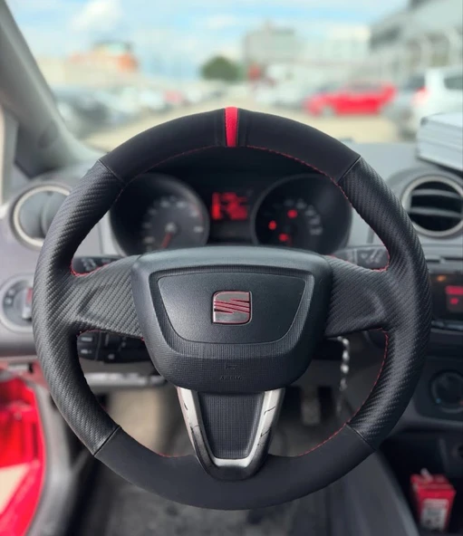 Seat ibiza 2011-2014 TUSŞUZ KROMSUZ Araca Özel Direksiyon Kılıfı Uyumlu AÇIKLAMAYI OKUYUNUZ ürün görseli 1