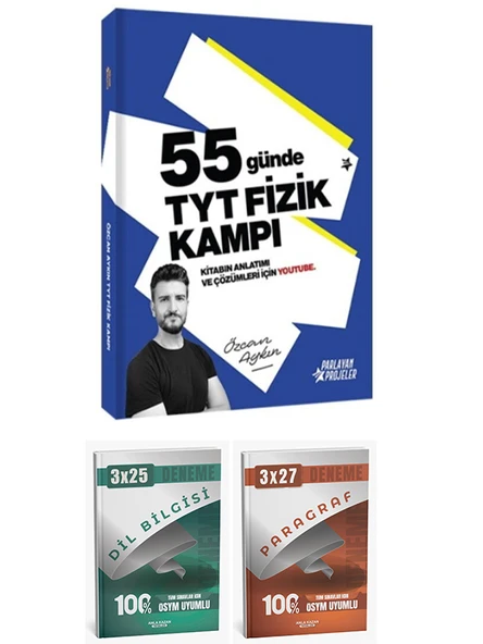 Parlayan Proje + Anla Kazan 2026 TYT 55 Günde Fizik Kamp ve Paragraf Dil Bilgisi Deneme 3 lü Set ürün görseli 1