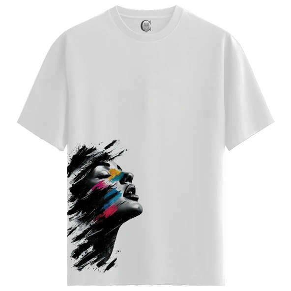 Scream in Color - %100 Pamuklu Kadın Beyaz Tişört - Premium Quality ürün görseli 1