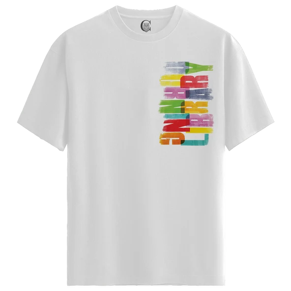Living Library - %100 Pamuklu Erkek Beyaz Tişört - Premium Quality ürün görseli 1