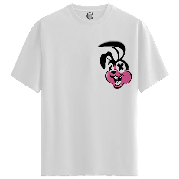 Twisted Bunny - %100 Pamuklu Erkek Beyaz Tişört - Premium Quality ürün görseli 1