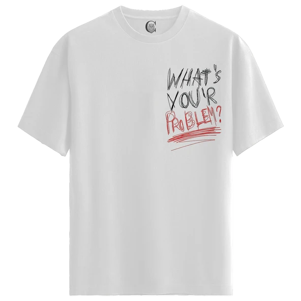 What’s Your Problem? - %100 Pamuklu Erkek Beyaz Tişört - Premium Quality ürün görseli 1
