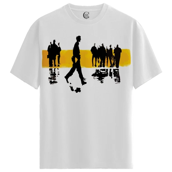 Walk Alone - %100 Pamuklu Erkek Beyaz Tişört - Premium Quality ürün görseli 1