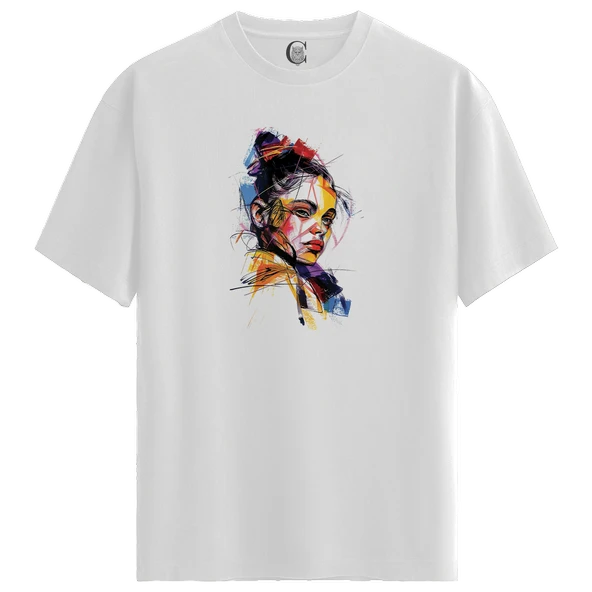Bold Stare - %100 Pamuklu Kadın Beyaz Tişört - Premium Quality ürün görseli 1