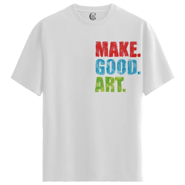 Make Good Art - %100 Pamuklu Kadın Beyaz Tişört - Premium Quality ürün görseli 1