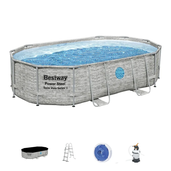 Bestway® 56946 Power Steel™ Vista Serisi 2-  Prefabrik Yer Üstü Havuz Seti 4,88 m x 3,05 m x 1,07 m ürün görseli 1