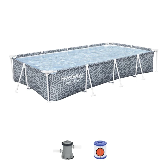 Bestway® Steel Pro® Dikdörtgen Prefabrik Yer Üstü Havuz Seti 3,66 m x 2,01 m x 66 cm ürün görseli 1