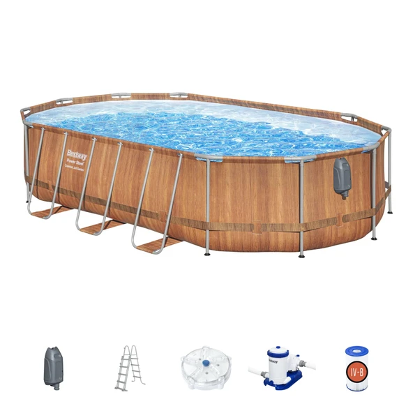 Bestway® 56719 Power Steel™ Comfort Jet™ Serisi Prefabrik Yer Üstü Havuz Seti 6,10 m x 3,66 m x 1,22 m ürün görseli 1