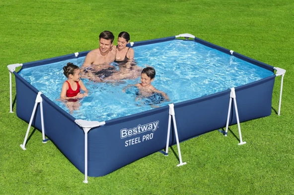 Bestway® 56411 Steel Pro® Dikdörtgen Yerüstü Prefabrik Havuz Seti 3,00 m x 2,01 m x 66 ürün görseli 1