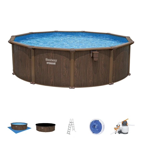 Bestway® 561CU Hydrium™ Çelik Duvarlı Prefabrik Yer Üstü Havuz Seti 4,88 m x 1,32 m ürün görseli 1