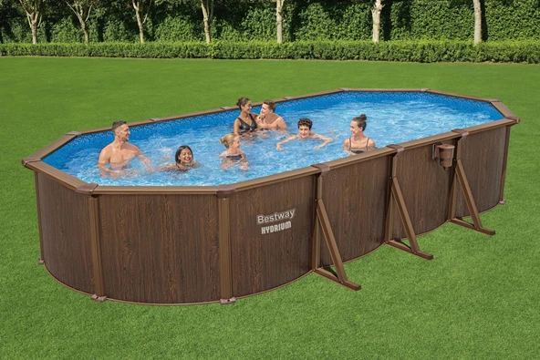 Bestway® 561CW Hydrium™ Çelik Duvarlı Oval Yerüstü Havuz Seti 7,32 m x 3,66 m x 1,32 m ürün görseli 1