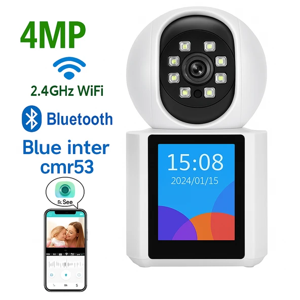 CMR53  Akıllı Ev Kamerası 2.4ghz Wifi, Mobil Uyumlu, LCD Ekranlı ürün görseli 1