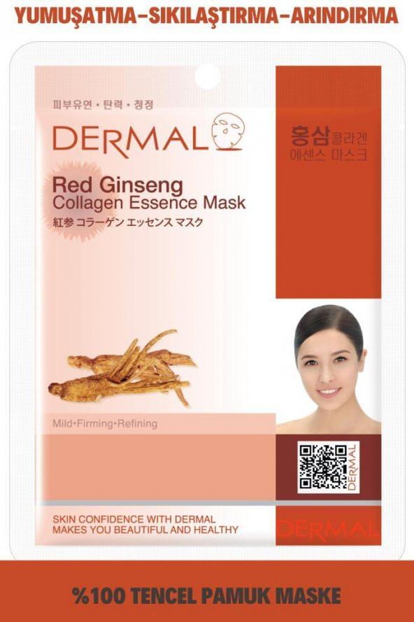 DERMAL Arındırıcı, Serinletici, Sıkılaştırıcı Kırmızı Ginseng Özlü Kolajen Maske 23gr ürün görseli 1