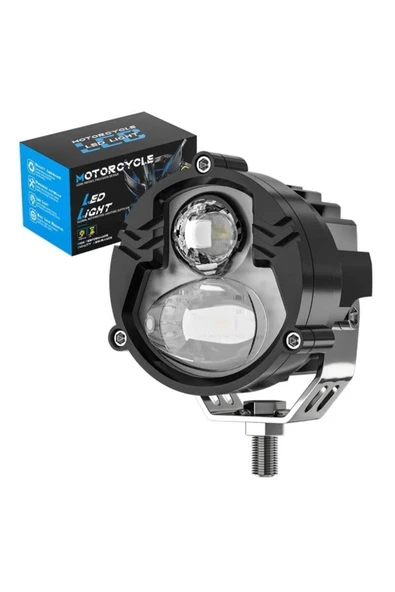 ASTRALED 2 Adet Motosiklet LED Sis Farı Metal Kasa Yüksek Güçlü Delici Spot Beyaz Sarı Çift Renk ürün görseli 1