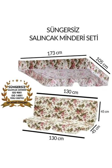 Vip Home Concept Market Ürünleri Salıncak Minder Takımı(süngersiz)2 Kişilik Salıncak Minder Tente-ingiliz Gülü ürün görseli 1