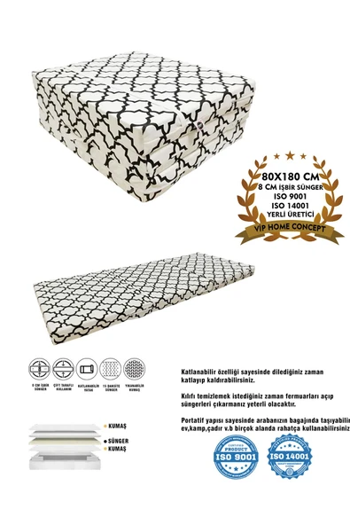 Vip Home Concept Market Ürünleri Katlanır Yer Yatağı Sünger Yatak 80x180 Alaçatı 8cm ürün görseli 1