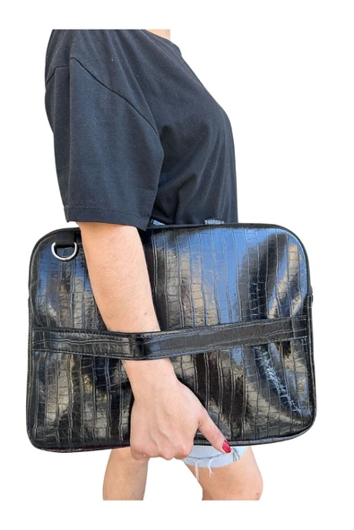 Vip Home Concept Market Ürünleri Kroko Siyah Macbook Air Pro 15.6-16.1 Inç Darbeye Karşı Korumalı Laptop Çantası Vip Home Bags ürün görseli 1