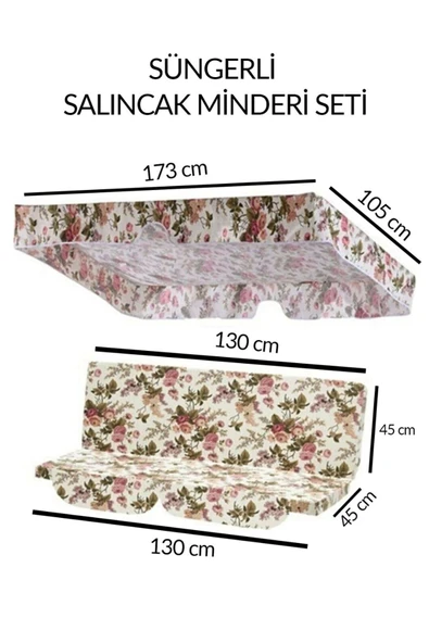Mor Minder Salıncak Minder Seti Tenteli Ingiliz Gülü Salıncak Minder Seti 2 Kişilik Süngerli Işbir Gri Sünger ürün görseli 1