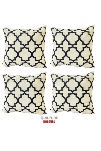 Vip Home Concept Kırlent Yastık Dolgulu Fermuarlı Vip Yastık 4 Adet-43x43 Cm(alaçatı) ürün görseli 1
