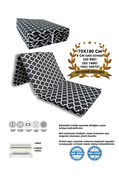 Vip Home Concept Market Ürünleri Katlanır Yer Yatağı Sünger Yatak Karaçatı 70x180 Cm-6 Cm Tek Kişilik ürün görseli 1