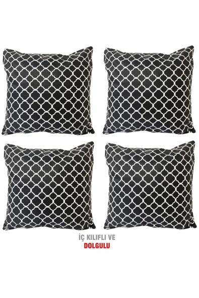 Vip Home Concept Kırlent Yastık Dolgulu Fermuarlı Vip Yastık 4 Adet-43x43 Cm(karaçatı) ürün görseli 1