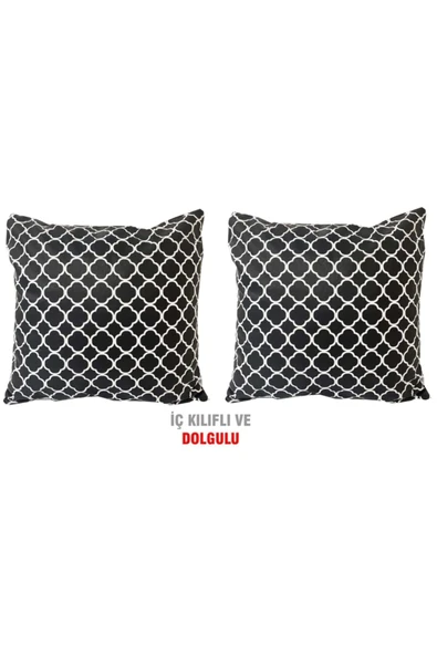 Vip Home Concept Kırlent Yastık Dolgulu Fermuarlı Vip Yastık 2 Adet-43x43 Cm(karaçatı) ürün görseli 1