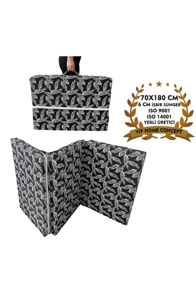 Vip Home Concept Market Ürünleri Tek Kişilik Katlanır Yer Yatağı(70x180x6cm)siyah Tüy Sünger Yatak ürün görseli 1