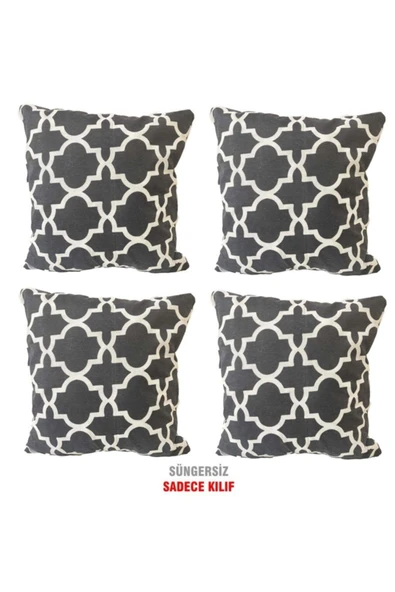 Vip Home Concept Market Ürünleri Kırlent Yastık Dolgulu Fermuarlı Vip Yastık 4 Adet-43x43 Cm(büyük Karaçatı) ürün görseli 1