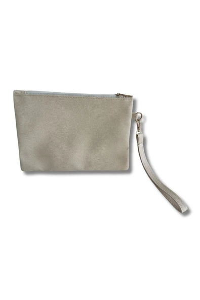 Vip Home Concept Kadın Bej Deri El Askılı Portföy Clutch Çanta Vip Home Bags ürün görseli 1
