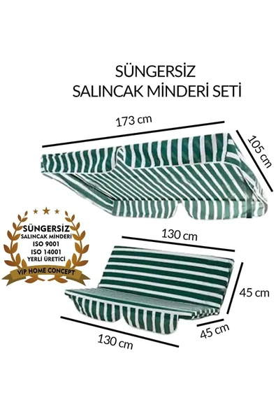 Vip Home Concept Market Ürünleri Salıncak Minder Takımı (süngersiz)2 Kişilik Salıncak Minder Tente-yeşil Beyaz ürün görseli 1