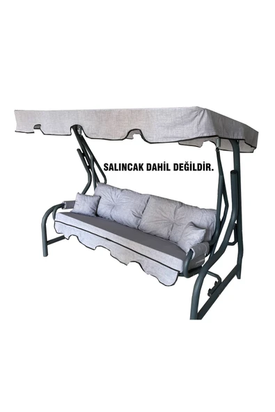 Vip Home Concept Market Ürünleri 3 Kişilik Lüks Vip Salıncak Minderi Düğmeli-süngerli Bahçe Minderi Gri Kırçıllı ürün görseli 1