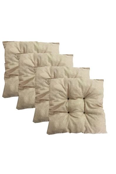 Vip Home Concept Market Ürünleri Dekoratif Pofidik Puf Sandalye Minderi Kare 35x35x7 Cm-krem(4 Adet) ürün görseli 1