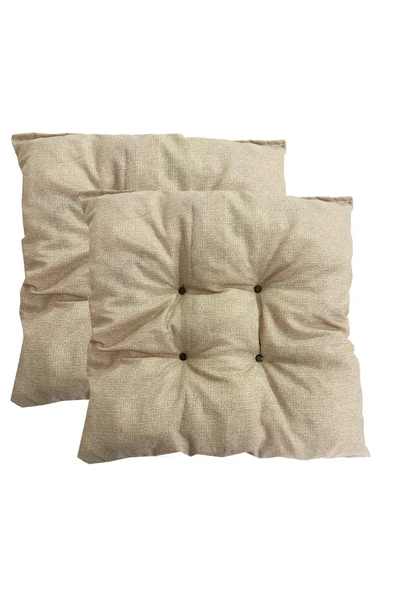 Vip Home Concept Market Ürünleri Dekoratif Pofidik Puf Sandalye Minderi Kare 35x35x7 Cm-krem(2 Adet) ürün görseli 1