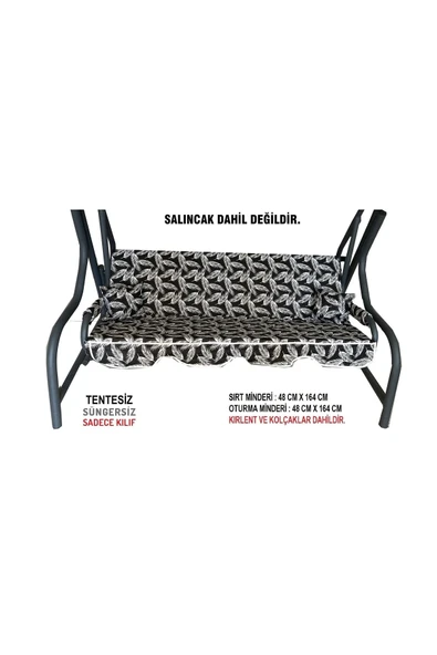 Vip Home Concept Market Ürünleri Süngersiz(tentesiz)salıncak Minder Seti 3 Kişilik Kılıf-siyah Tüy ürün görseli 1